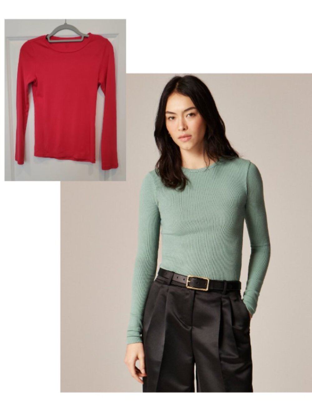 J. Crew Red Longsleeve Stretchy Fitted TEE Medium